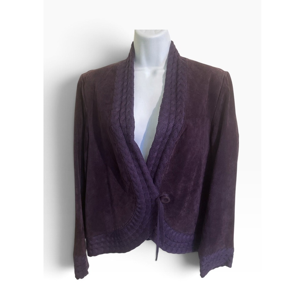 Vintage Coldwater Creek 100% Genuine Leather Purple Jacket Fall Casual Size M